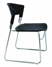 Zola Chair Sled Visitor Stackable. Chrome Base. Black Plastic Seat And Back